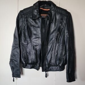 Womens First Classic, Breathable Motorcycle/ Winter Black Leather Gear.